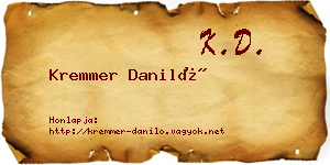 Kremmer Daniló névjegykártya